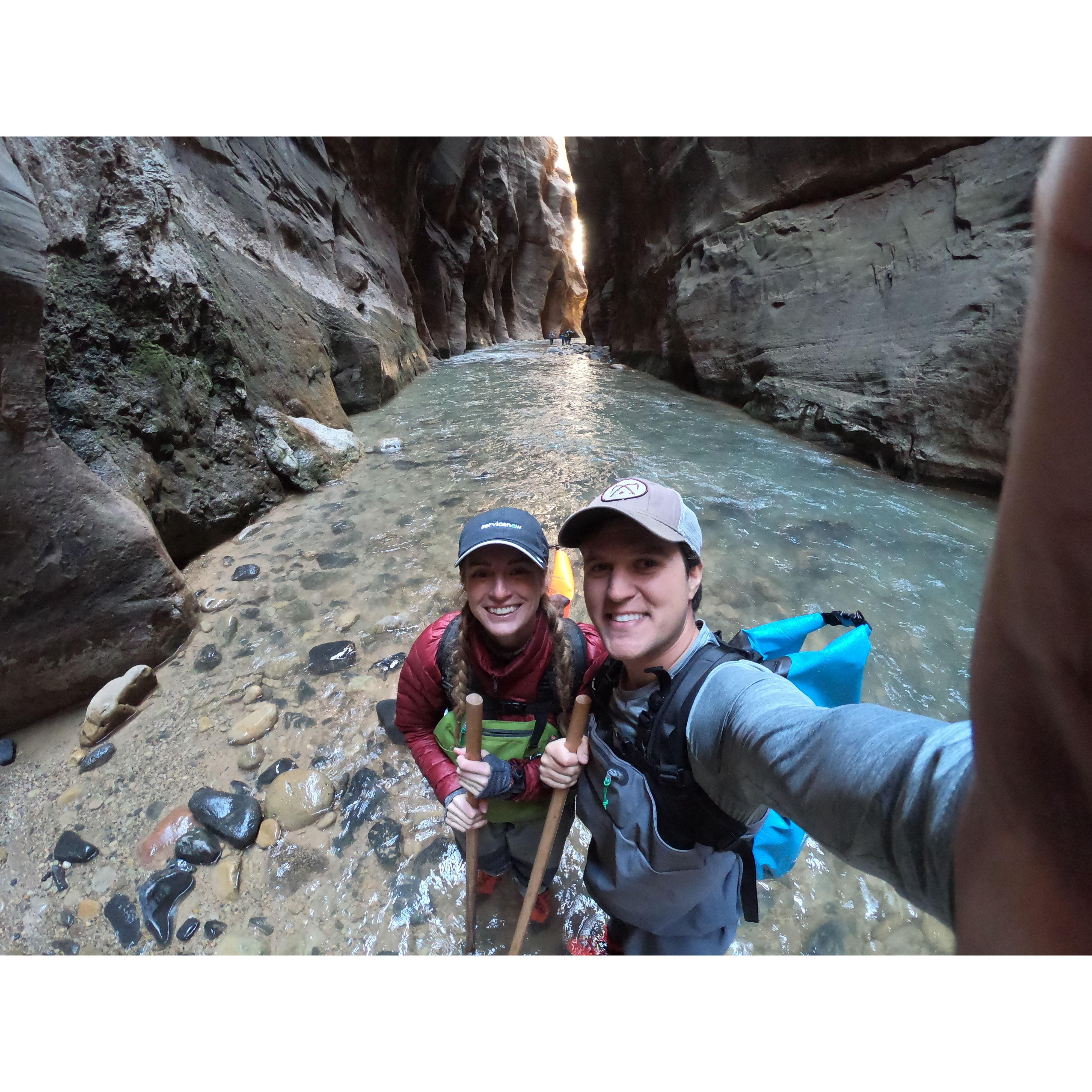 Hiking the narrows in Zion National Park!