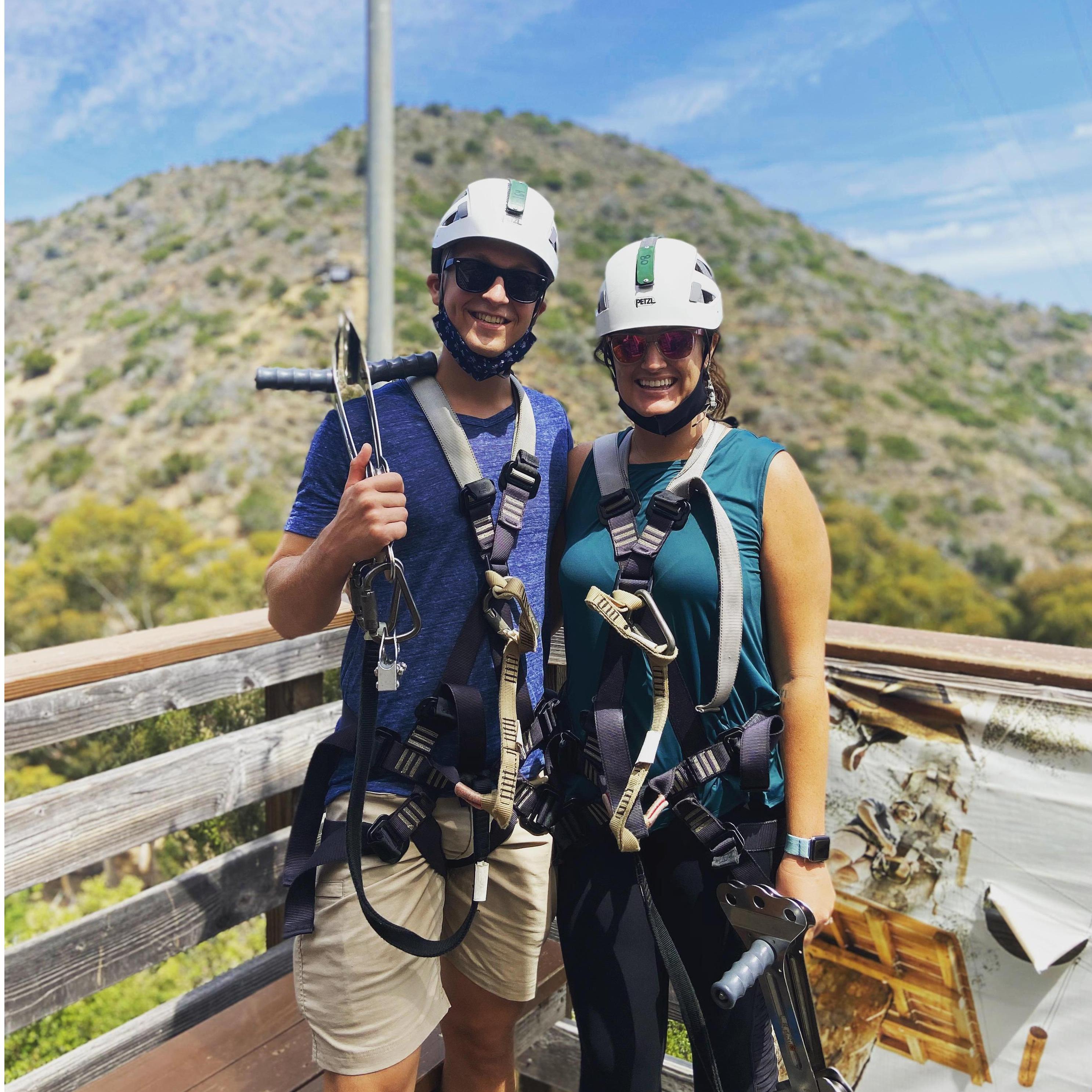 Zip-lining Catalina Island