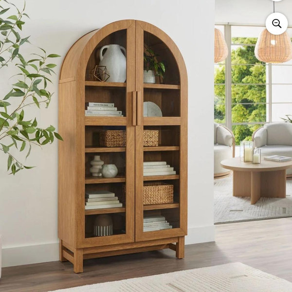 Better Homes & Gardens Juliet Kitchen Rounded Arch Cabinet, Light Honey