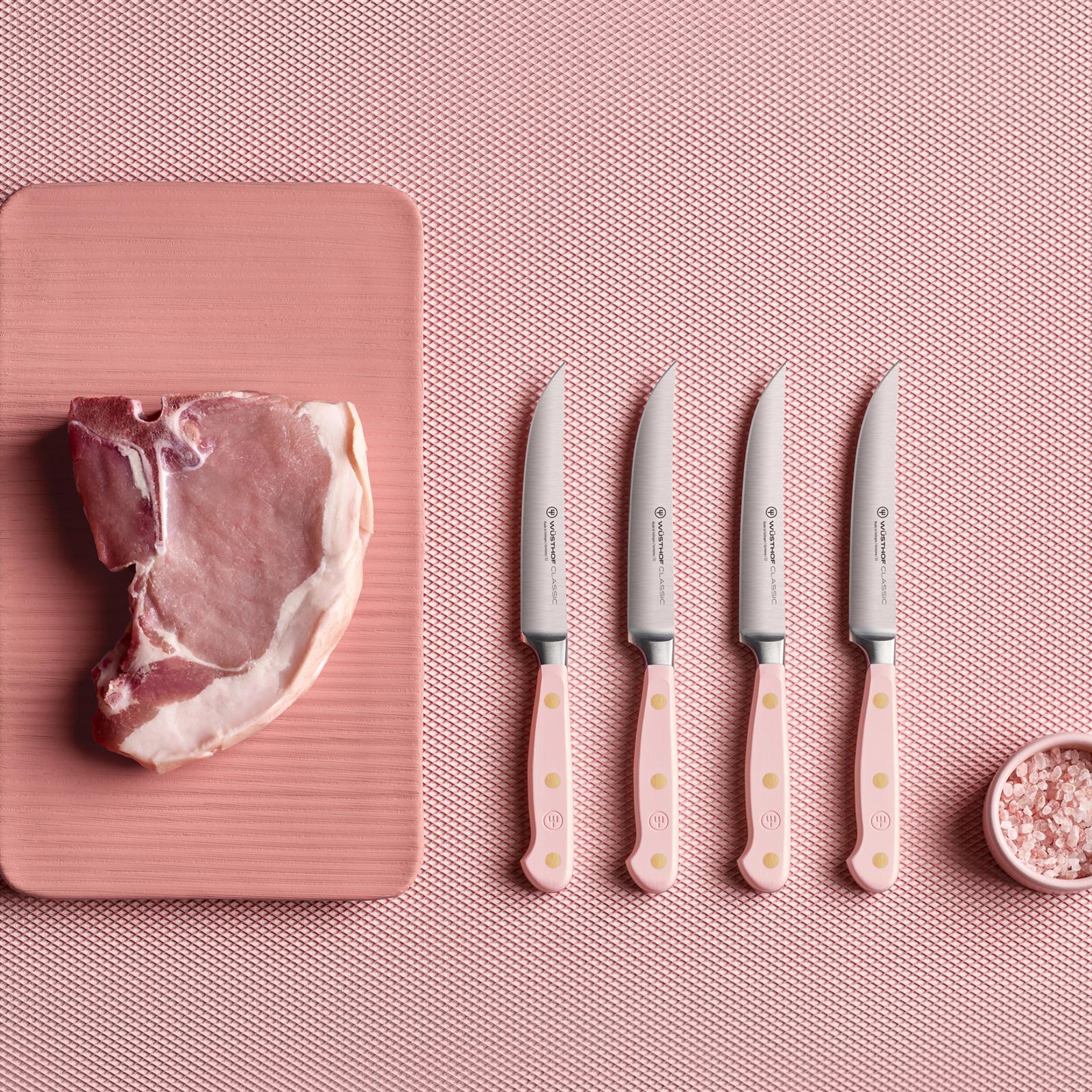 Pink and Gold Knife Set with Magnetic Knife Block