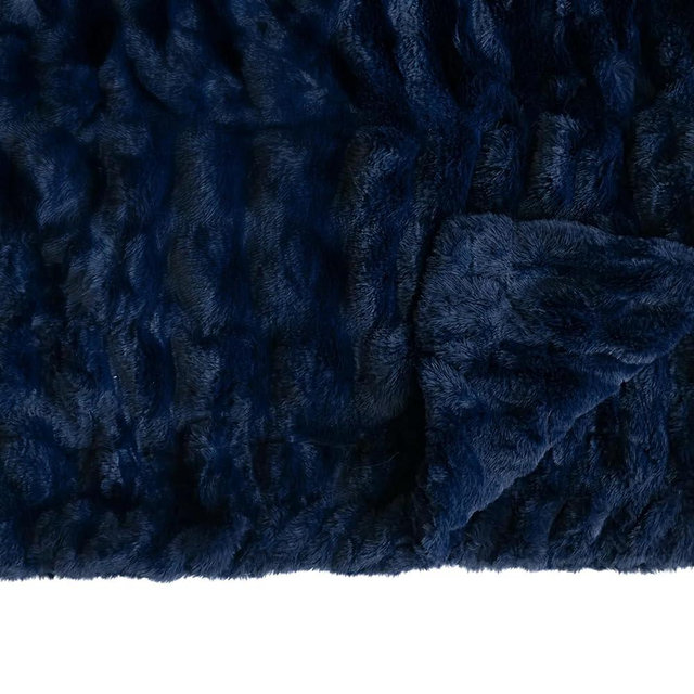 Minky Couture Hugs Blanket - Extra Plush Blanket for Premium Gifting - Stretchy Bubbled Cozy Throw - Silky Smooth - Durable & Machine-Washable - Travel-Friendly - Monster, Navy