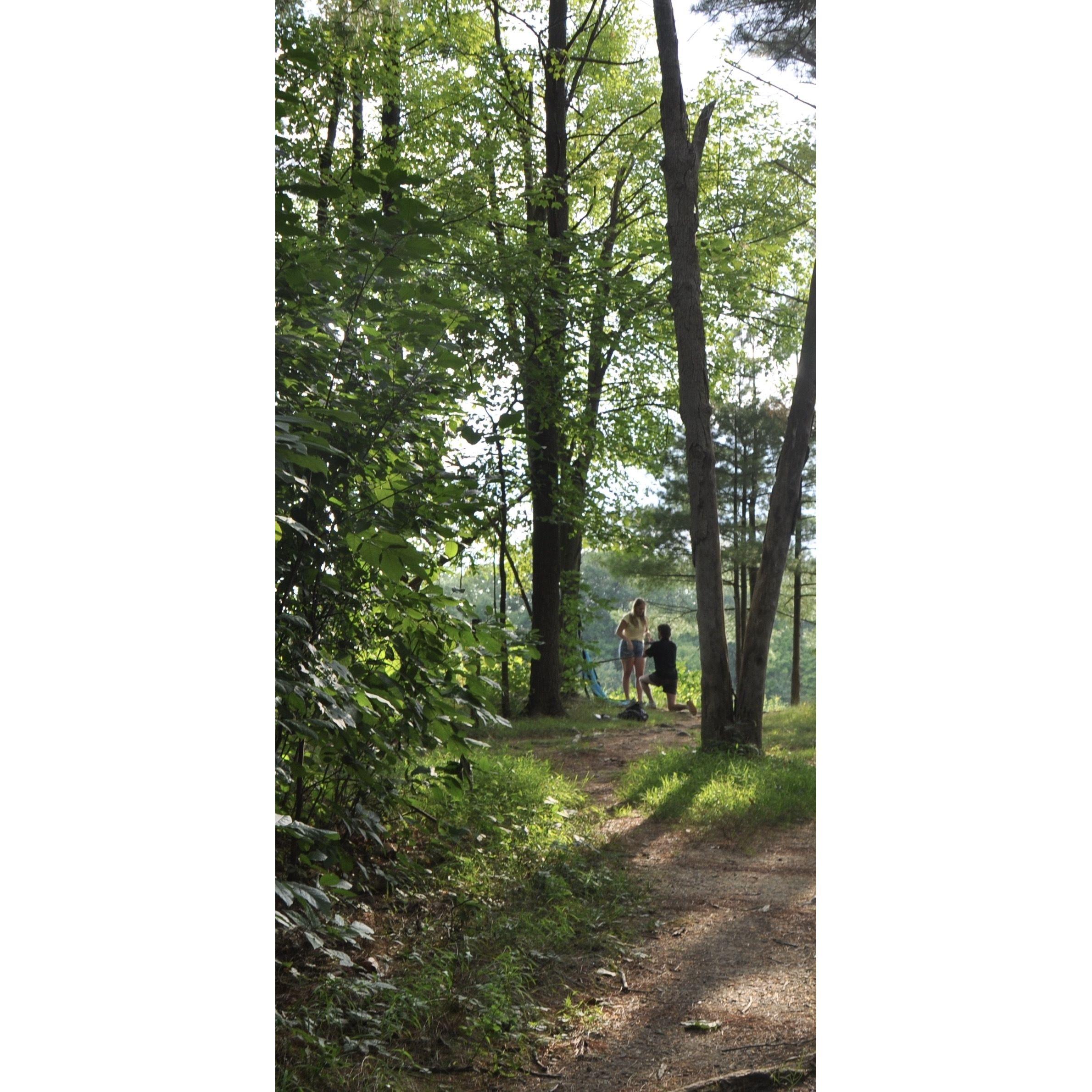 Matt proposing in our favorite spot to watch the sunset, 2024