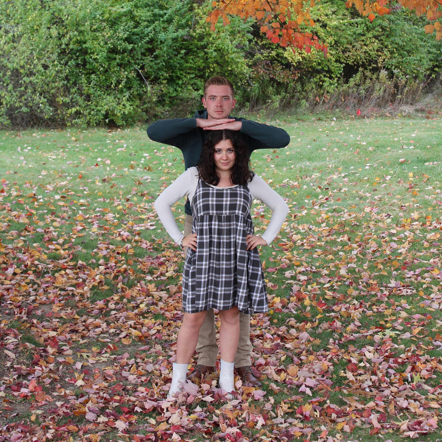 Funny fall photo shoot! Who's idea was this pose?