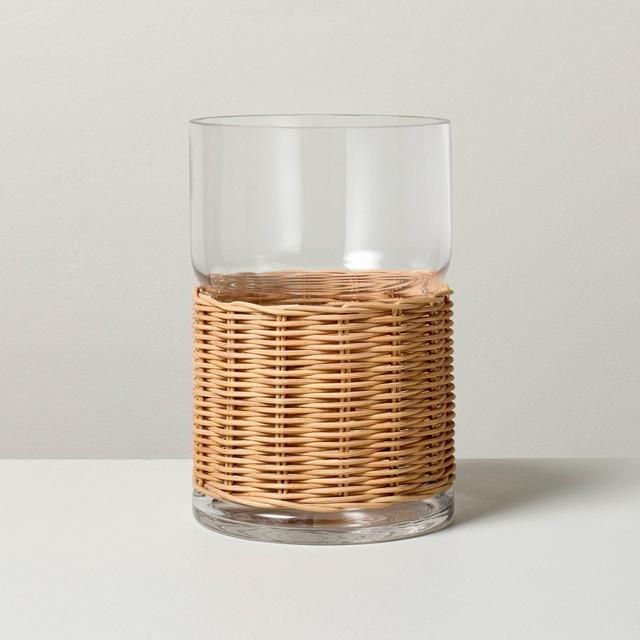 Large Glass & Rattan Hurricane Candle Holder - Hearth & Hand™ with Magnolia