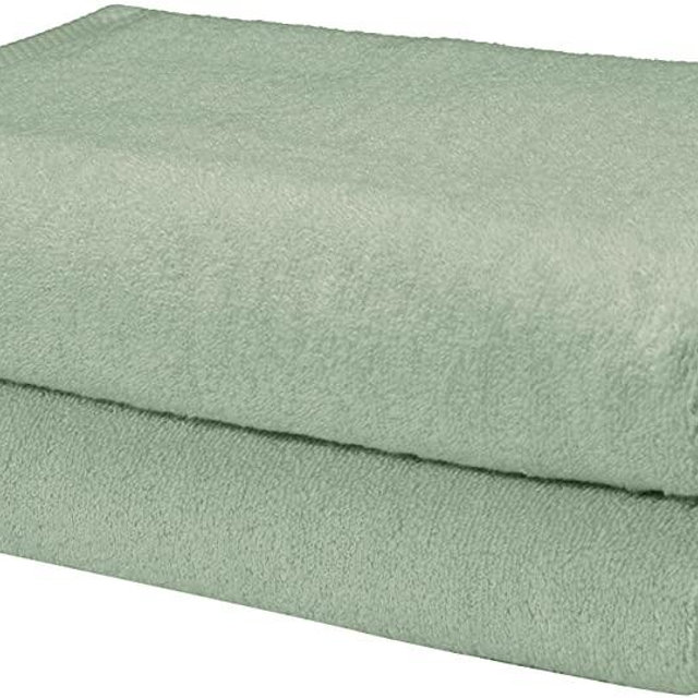 AmazonBasics Quick-Dry, Luxurious, Soft, 100% Cotton Towels, Seafoam Green - Set of 2 Bath Towels