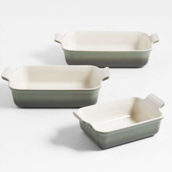 Le Creuset Heritage 3-Piece Rectangular Baking Dish Set - Thyme