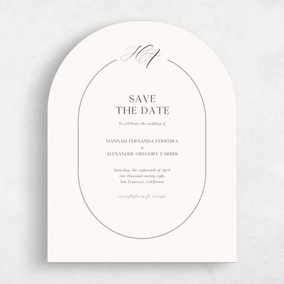 Beige Arch Wedding Save the Date - Brixen Portrait