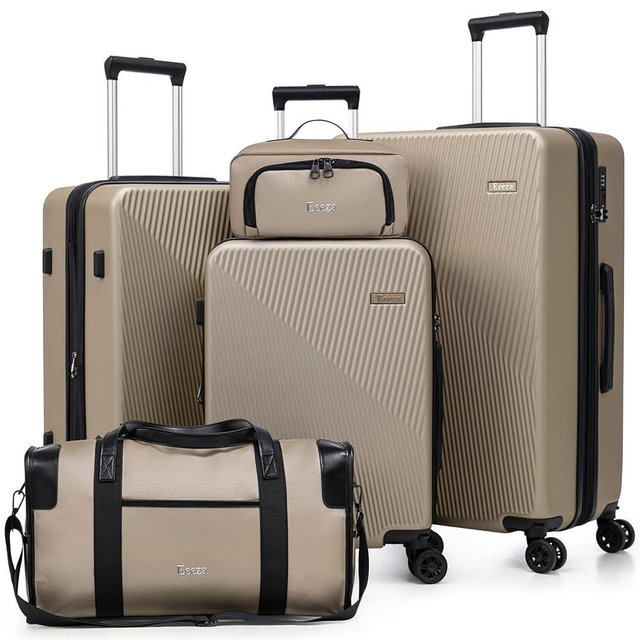 Eeeza Expandable Luggage Sets 5 Piece,Suitcases with Detachable Wheels,ABS Hard Case Luggage with TSA Lock Spinner Wheels,Carry On Luggage Set