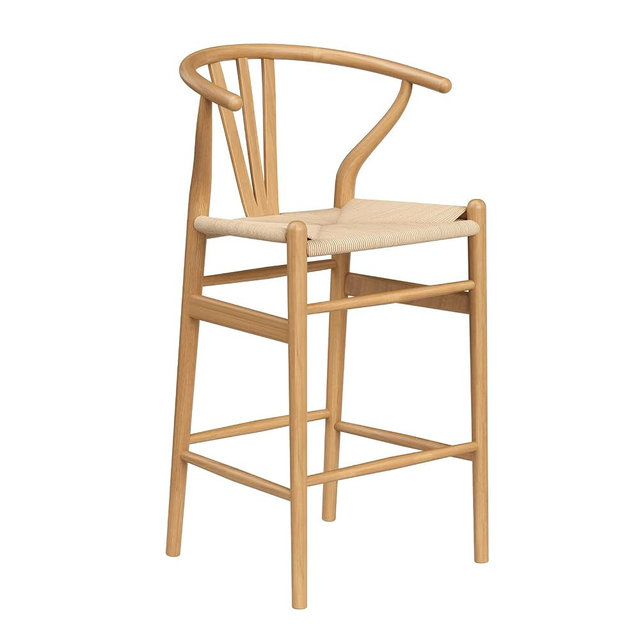 Farini Wishbone Barstool,Weave Counter Height Bar Stools,Rattan Bar Chairs for Kitchen Island,Fully Assembled,1pc,Natural