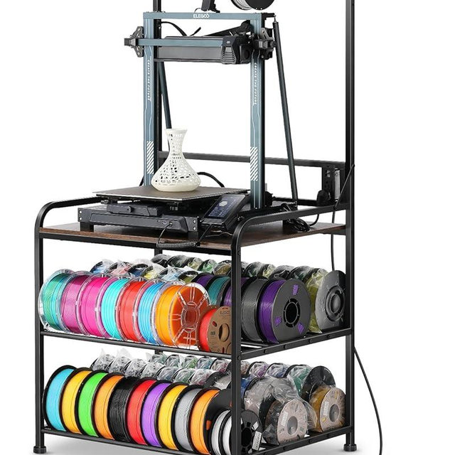AHOWPD 3D Printer Rack Filaments Storage - Rolling 3d Printing Stand Filament Organizer, Spools Holder Racks Cart with Wheels, Heavy Duty Shelf Hold Spool PLA, ABS, PETG for Garage Office Workshop