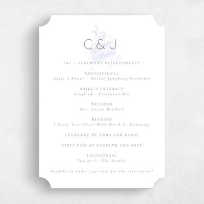 Blue Ticket Wedding Program - Kylan