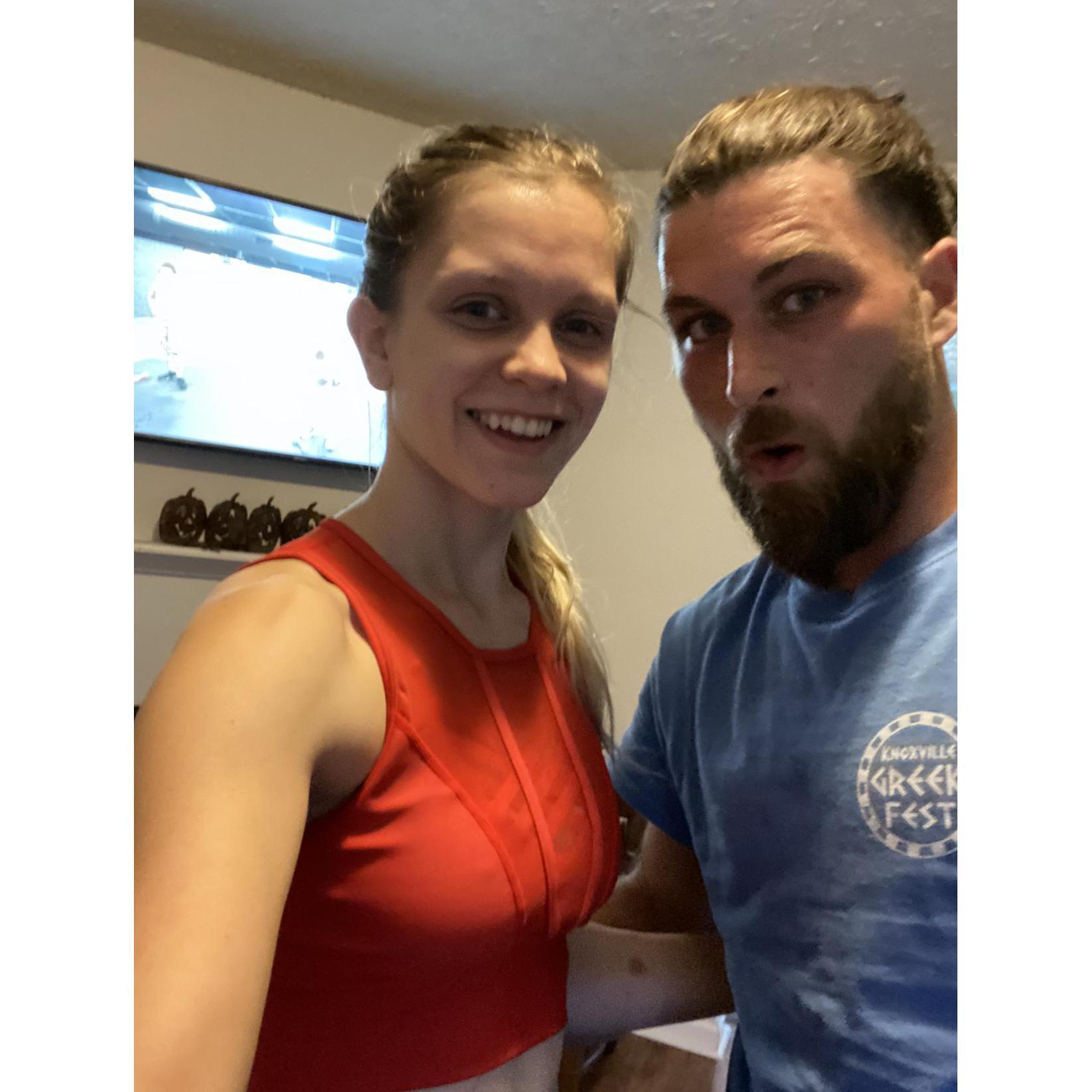 Selfie after working out on Livestream with Chris's sister Jessica!
October 14th, 2020