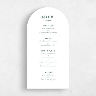 Green Arch Wedding Menu - Prins