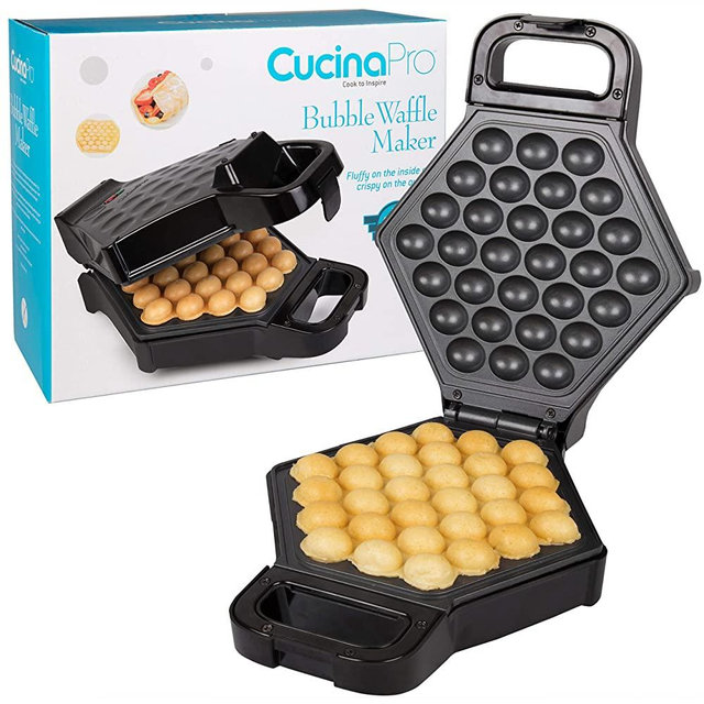 Bubble Waffle Maker- Electric Non stick Hong Kong Egg Waffler Iron Griddle - Ready in under 5 Minutes- Free Recipe Guide Included