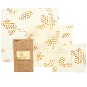 Bee's Wrap Assorted 3 Pack, Eco Friendly Reusable Food Wraps, Sustainable Plastic Free Food Storage, Honeycomb Print - 1 Small, 1 Medium, 1 Large