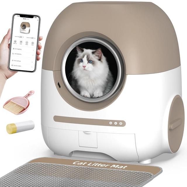 CATLK Self Cleaning Cat Litter Box, Automatic Cat Litter Box Self Cleaning Support 2.4G/5G, 80L Cat Litter Box Automatic Cleaning with Air Duct Mat & Liner, Anti-Pinch/Health Monitoring/Odor-Removal