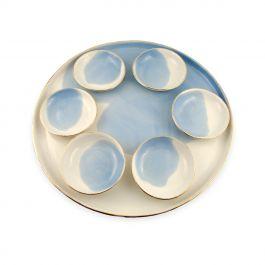 Blue Watercolor Porcelain Seder Plate by SIND Studio