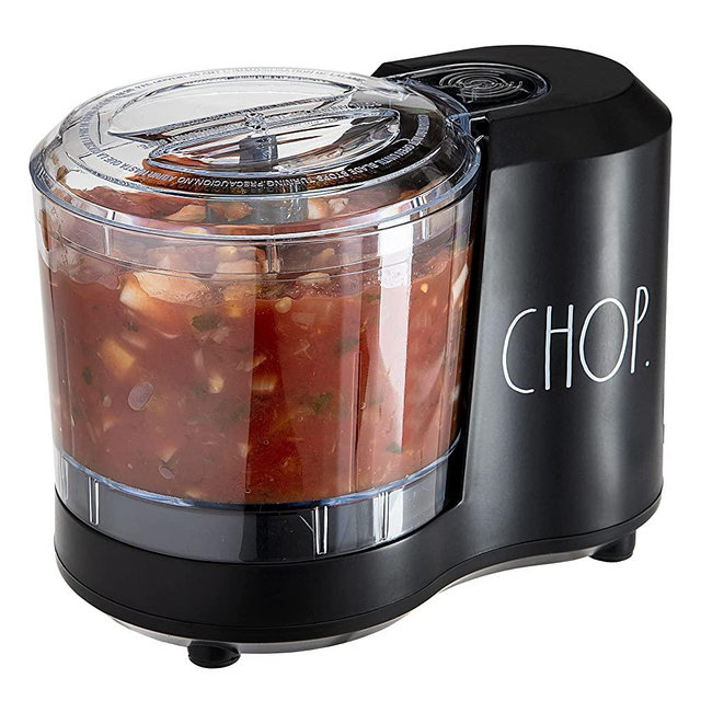 Mini Food Chopper with Stainless Steel Blades, Chop, Dice, and Mince Vegetables, Nuts, Spices, and Herbs, Multipurpose Food Grinder Labeled "CHOP" in Black by Rae Dunn