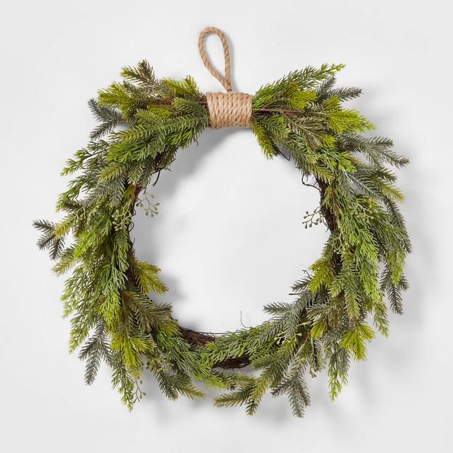 20" Mixed Greenery Artificial Wreath - Wondershop™