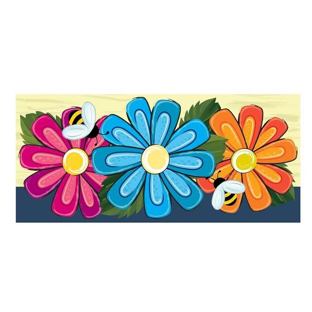 Evergreen Spring Floral Sassafras Switch Mat Inserts, Interchangeable Front Door Mat Outdoor Entrance, Indoor Door Mats for Entryway, 22 x 10 Inches Sassafras Doormat Inserts