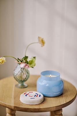 Capri Blue Volcano Nautical Rope Glass Candle