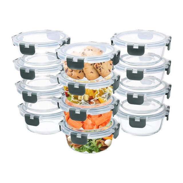 12 Pack Small Glass Food Storage Containers with Lids Airtight, 13oz Leak-Proof Meal Prep Containers Set, Freezer to Microwave Safe, Dishwasher Safe