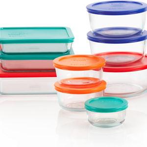 Pyrex Simply Store (9-Pack) Mixed Sized Glass Food Storage Set, Round & Rectangular Containers With Plastic Lids, BPA-Free, Dishwasher & Microwave Safe