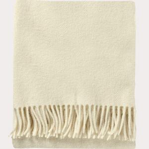 IVORY ECO-WISE WOOL FRINGED THROW