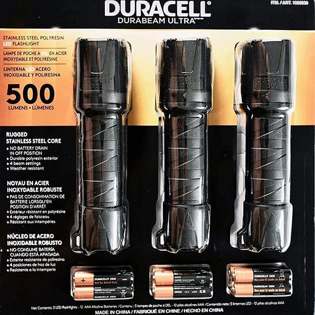 Duracell Ultra 550 Lumens Aluminum Flashlight 12 AAA Batteries Included (3 Pack)