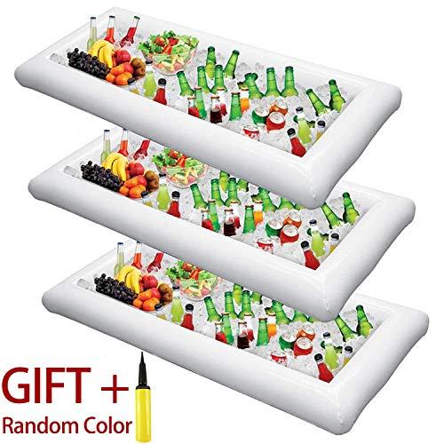 Inflatable Serving Bar Salad Ice Tray Food Drink Containers - BBQ Picnic Pool Party Supplies Buffet Luau Cooler,with a drain plug