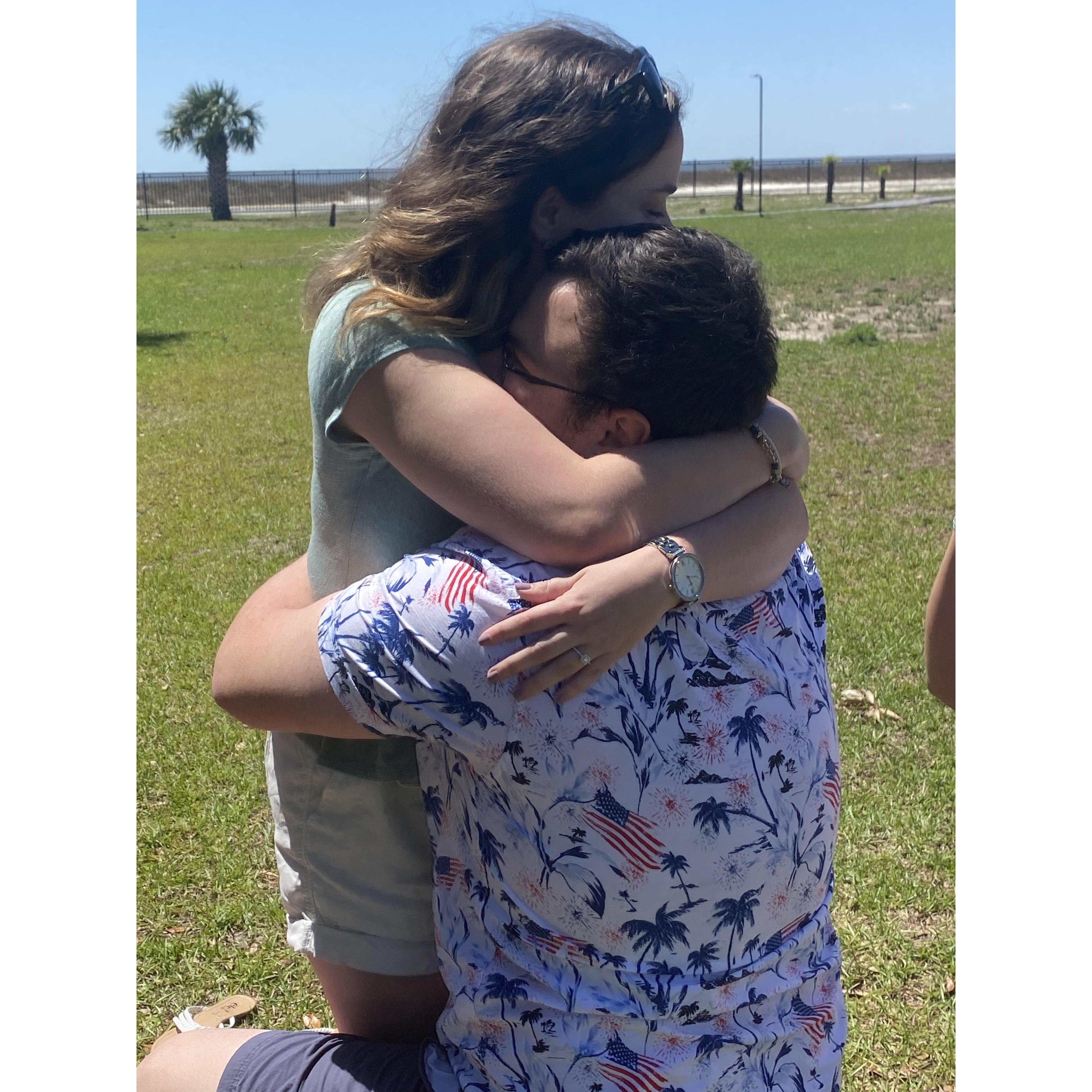 Taken right after Zach proposed on our 2 year anniversary picnic date. His opening line was "I don't want to be on a picnic with my girlfriend, I'd rather be on one with my fiance." It was perfect.