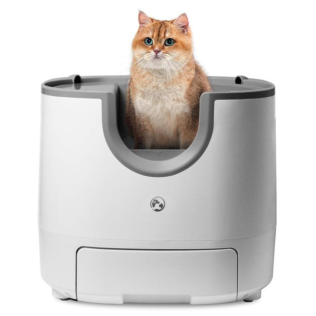 FuroomateCare F8 Open-Top Automatic Litter Box Self Cleaning, Large Capacity for Multiple Cats with Integrated Safety Protection, Trash Bags Included