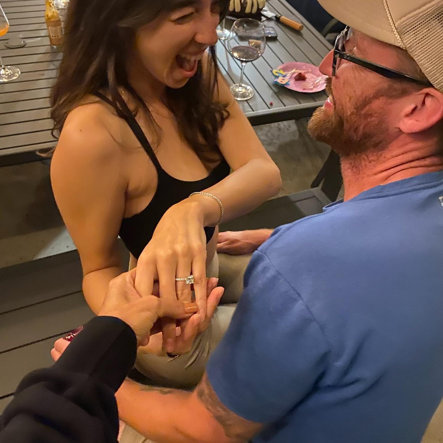 Originally an impromptu BBQ with some fam in our backyard ended with Brian proposing. Jordyn was in leggings stained from cooking, Brian smelled like the smoker and he just couldn't wait any longer.