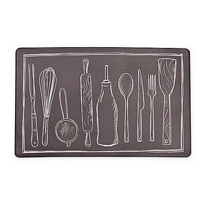 Utensils Chef Step Kitchen Cushion Mat in Black