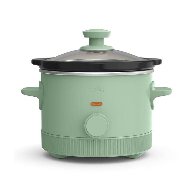 bella 1.5 Qt Slow Cooker with 3 Heat Manual Control, EverGood™ Ceramic Nonstick Coating, Dishwasher Safe Stoneware Pot and Tempered Glass Lid, Tangle Free Cord Wrap & Cool Touch Handles, Seaglass