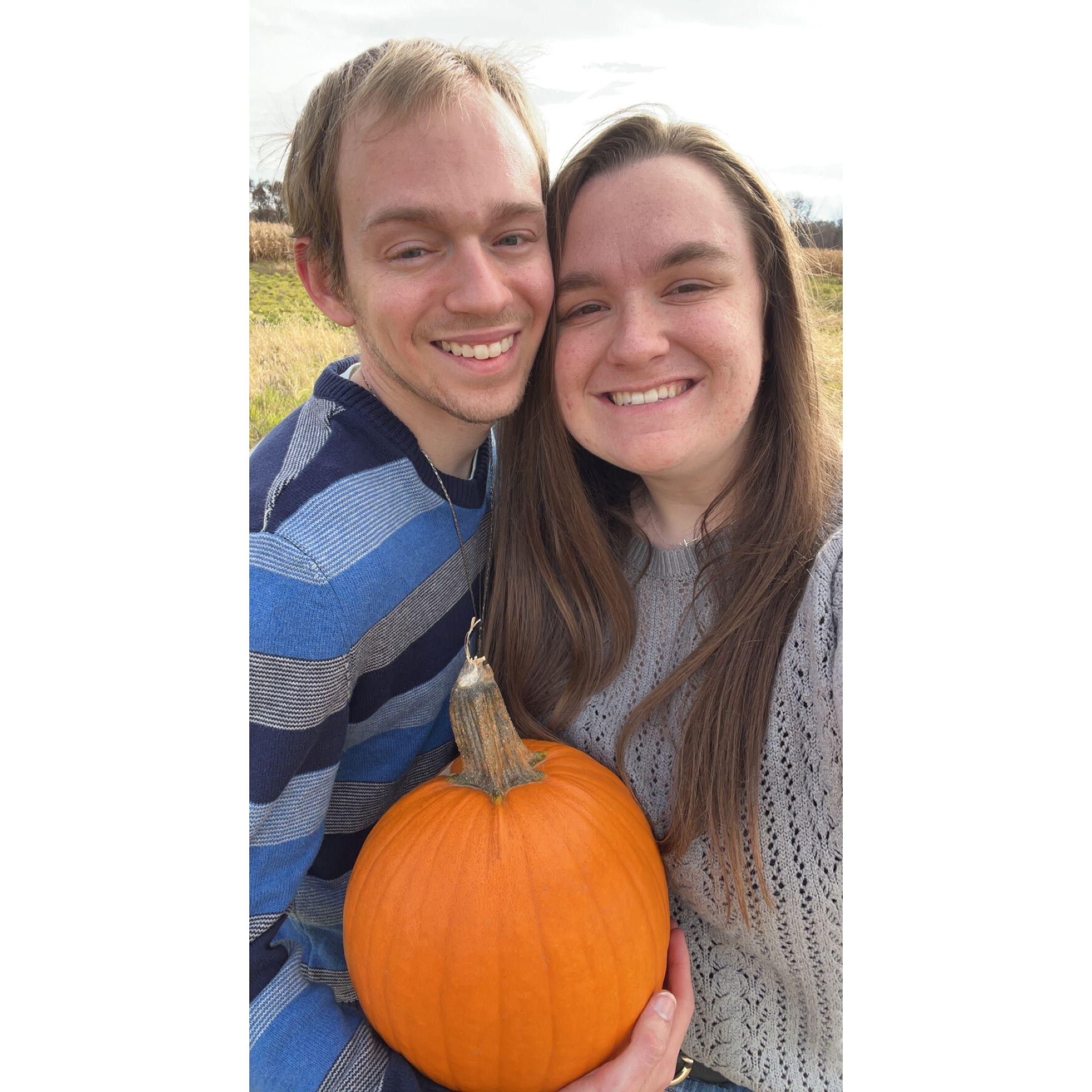 We went to the orchard for my birthday and picked out our pumpkin, Jerry