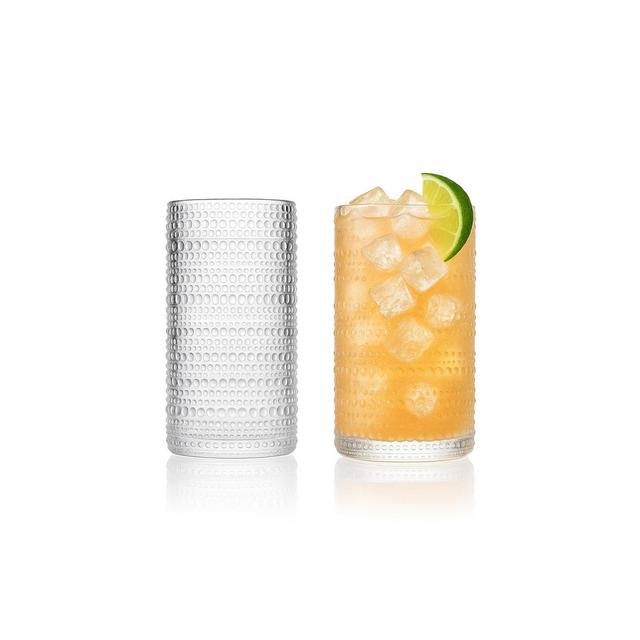 LEMONSODA Vintage Clear Hobnail Highball Glasses 2 Piece Set - 15oz