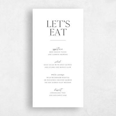 White Summer Wedding Menu - Celeste