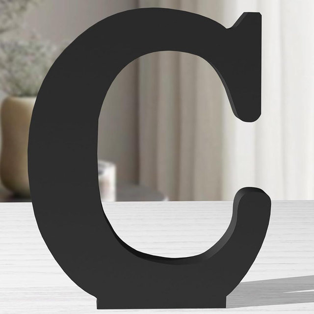 Zaruatu 12 Inch Black Wood Letters Unfinished Wood Letters for Wall Decorative Black Standing Letters Sign Board Decoration for Craft Home Party Projects (C)