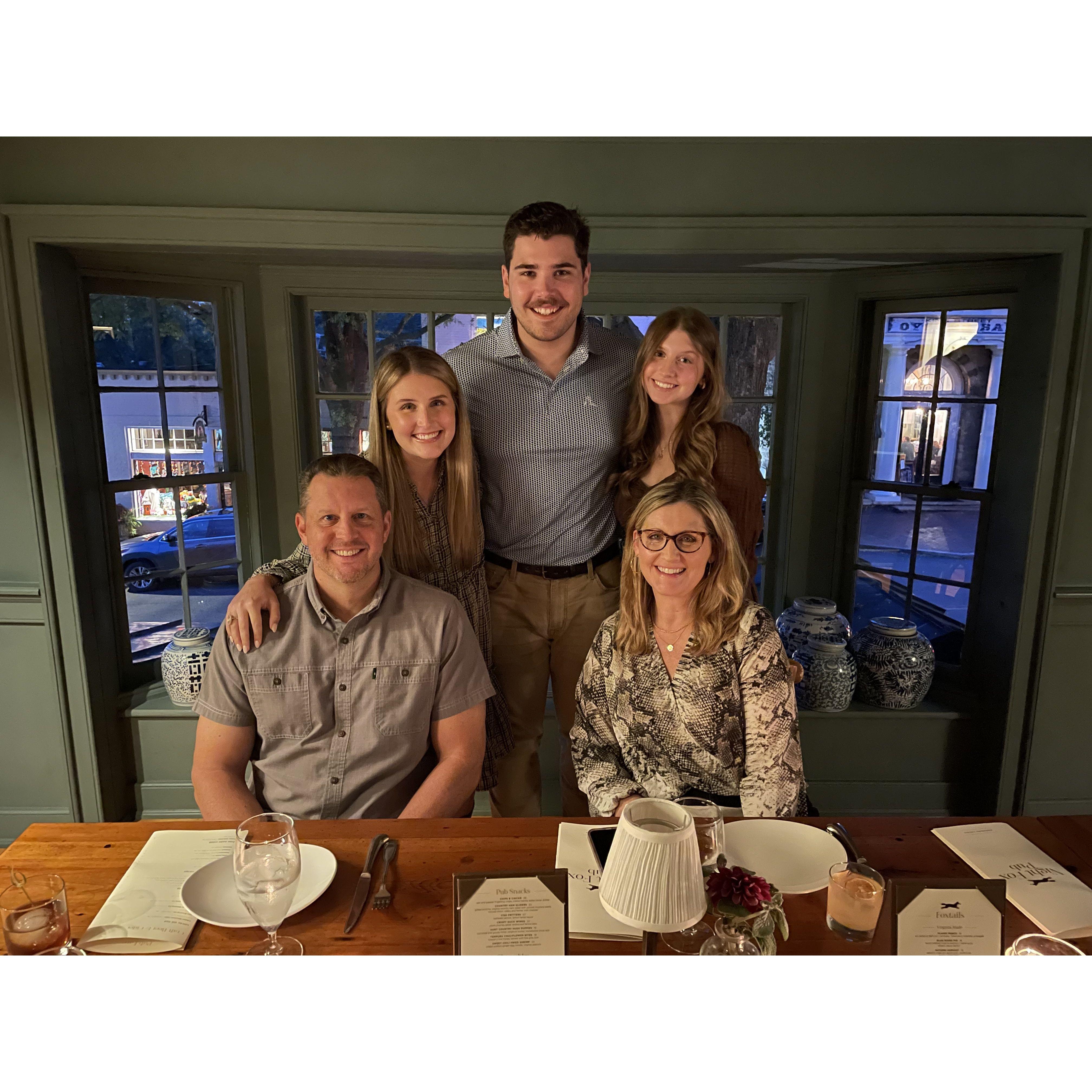 Dinner with Lauren's family in Middleburg, Virginia.