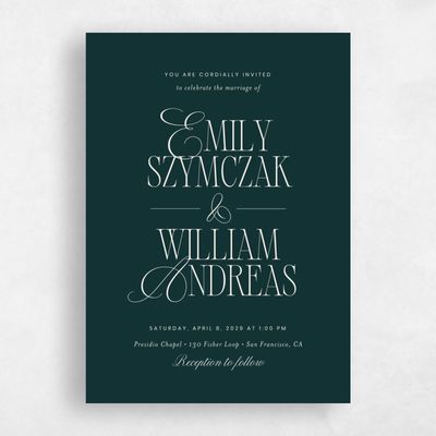 Dark Emerald, Green Wedding Invitation - Thisbe Classic
