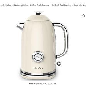 Harriet Electric Kettle, 1.8L Hot Water Boiler Electric with Thermometer, Beige White
