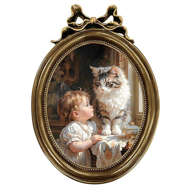 SOLCHRYHOM 8x10 Gold Vintage Picture Frames, Antique Oval Picture Frames, Ornate Oval Antique Frames for Wall Decor Display, Classic Bowknot Photo Frame for Embossed Resin Victorian Framed Artwork, Bronze Gold