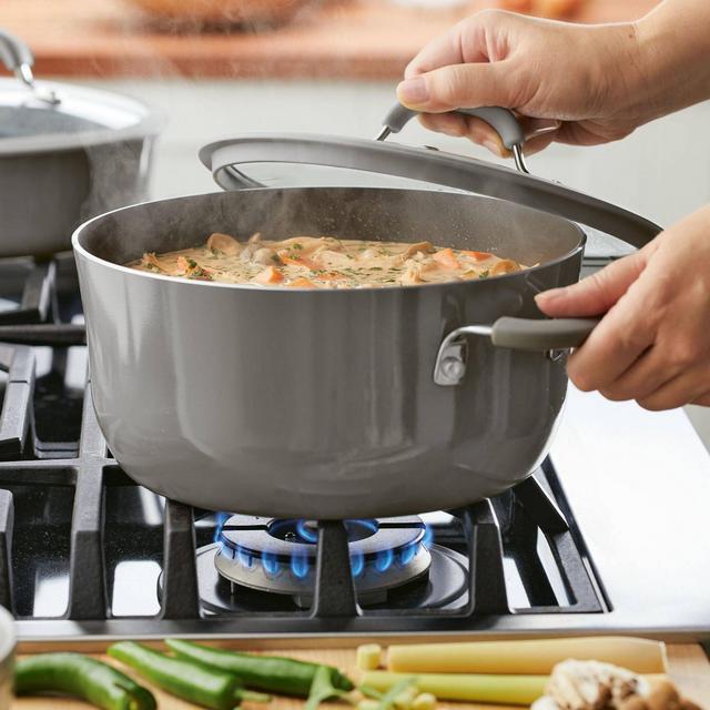 Rachael Ray Cook + Create 5qt Aluminum Nonstick Dutch Oven with Lid - Gray