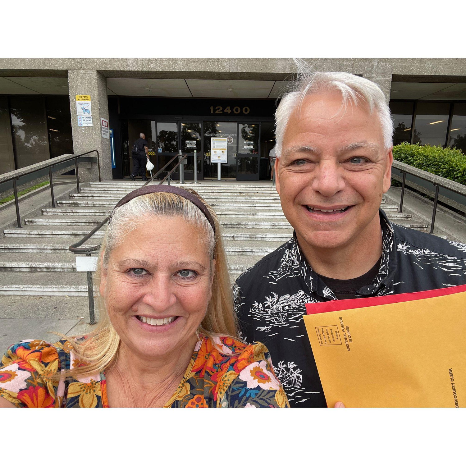 July 25 - getting our marriage license at the county recorders office