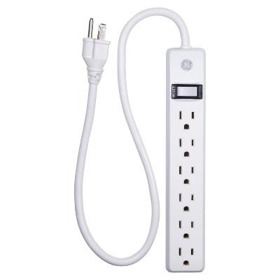 6-Outlet Power Strip, Black or White - General Electric 8ft
