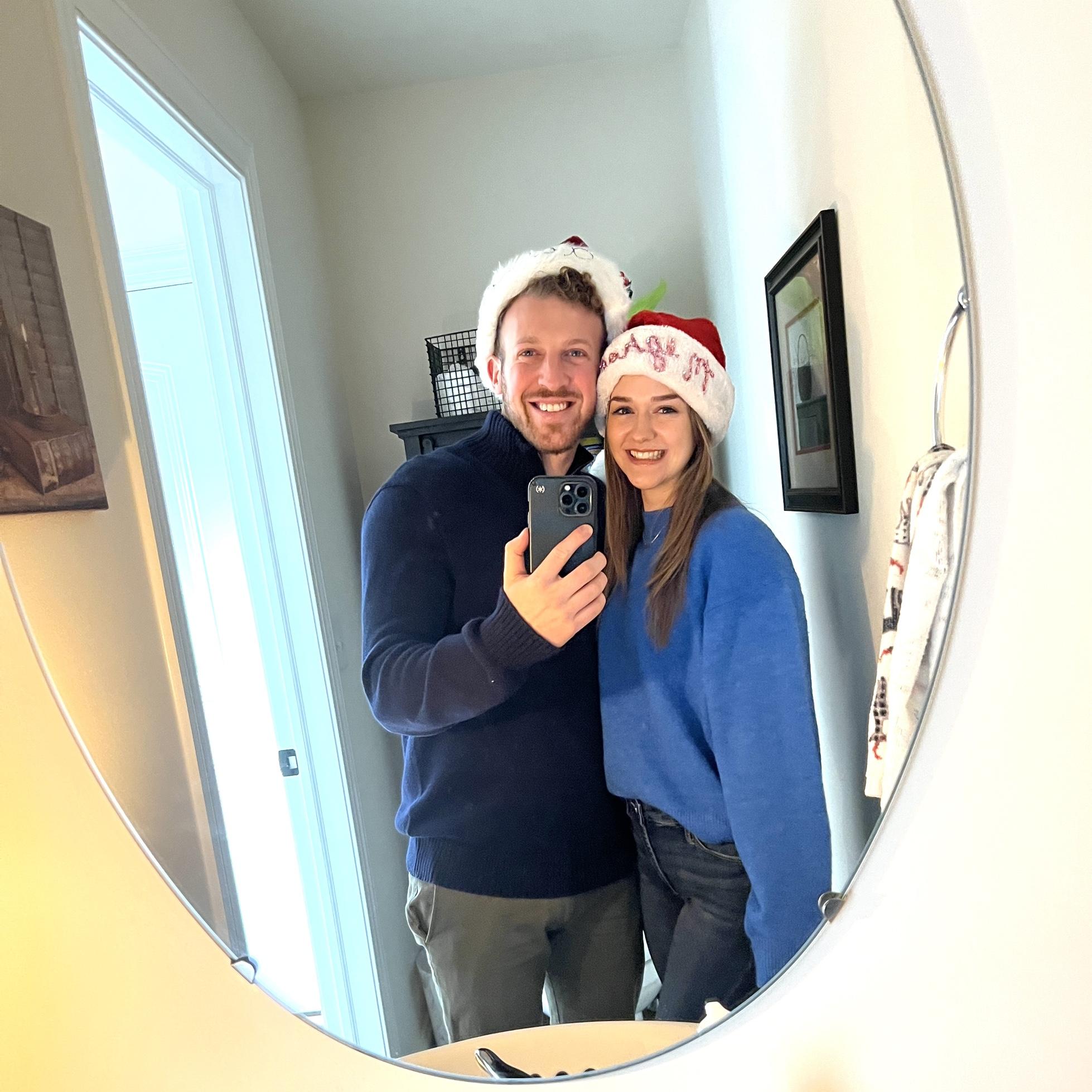Celebrating our first Christmas together, December, 2022.