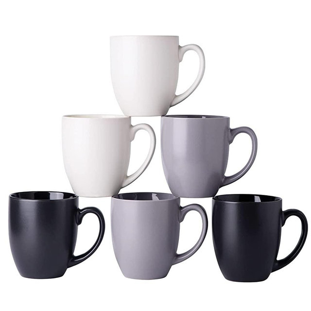 AmorArc 16oz Coffee Mugs Set of 6, Large Ceramic Coffee Mugs for Man, Woman, Dad, Mom, Modern Coffee Mugs Set with handle for Tea/Latte/Cappuccino/Cocoa. Dishwasher&Microwave Safe, Multi-Color