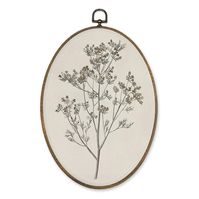 LKETW Vintage Floral Oval Wall Art Decor, Cottagecore Botanical Oval Canvas Hanging Decor, Rustic Neutral Farmhouse Flower Wall Decorations for Home Bedroom Living Room, 8.6x11.4 Inch