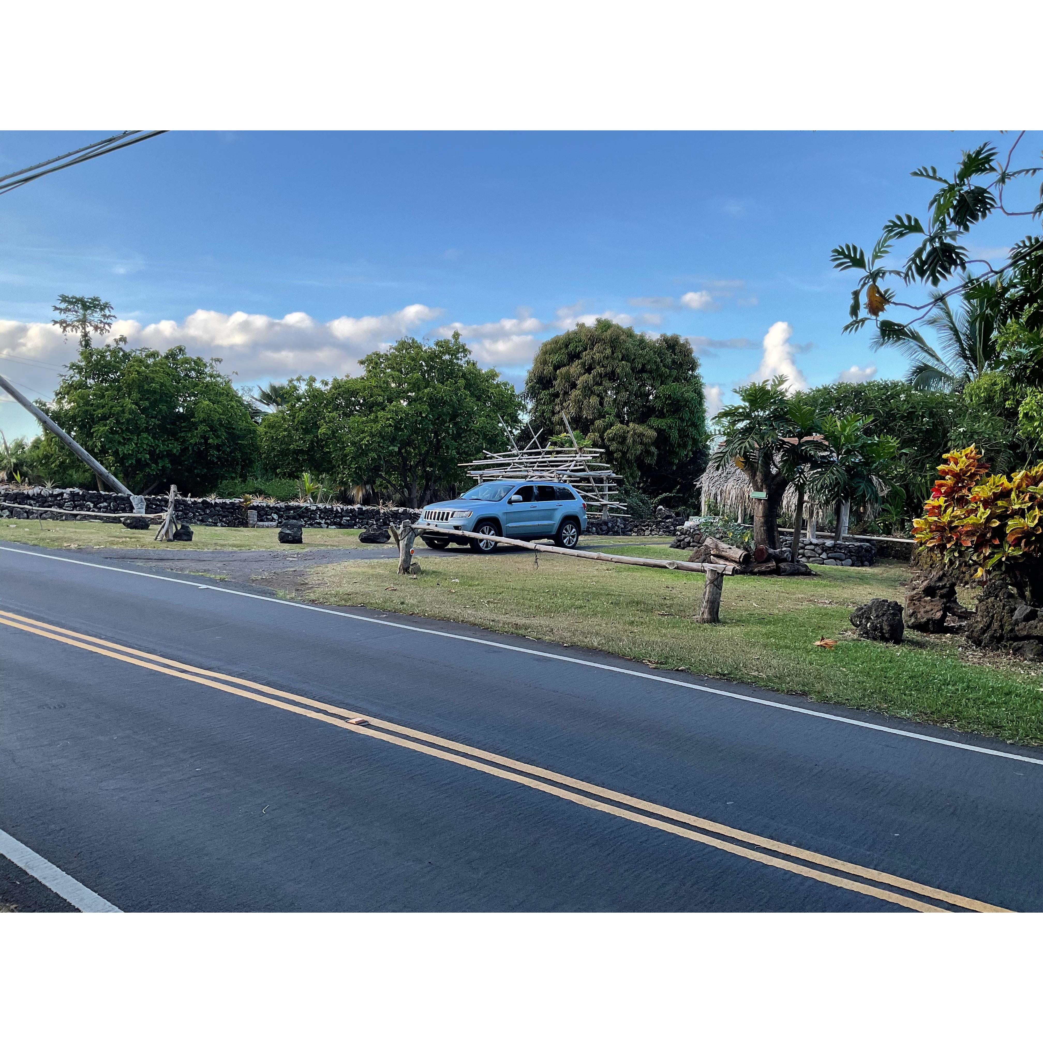 This is the view of the driveway to Holani Hana from the opposite direction when driving back into Hana.